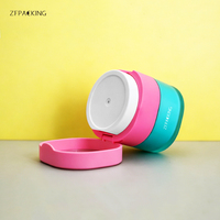 Pot cosmétique carré de luxe 50 ml en plastique avec couvercle à clapet et miroir, sans air, pour crème et hydratant