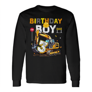 T-shirt à manches longues pour enfants de 3 ans, thème excavateur, vêtements de fête d'anniversaire sur le thème de la construction - Product Image 2