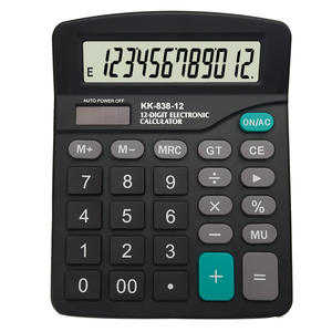 Kk-838 เครื่องคิดเลขพลังงานแสงอาทิตย์ 12 หลัก พร้อมฟังก์ชั่นเสียง สีดำ วัสดุ ABS สำหรับใช้ในสำนักงาน - Product Image 2