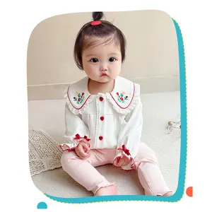 Factory Wholesale High Quality 2022 Autumn Children's Clothing Doll Collar Shirts Fashion Small Flowers Long Sleeve Girls Baby S