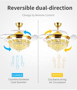2002B Crystal Rút Lại Lưỡi 42 Inch 110 220 V Điều Khiển Từ Xa Quạt Trần Đèn Đèn Nhà Thiết Kế Led Ba Màu Tròn Hiện Đại - Product Image 6