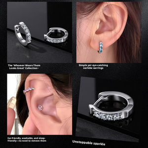 ต่างหูห่วงแบบเจาะหูสำหรับผู้หญิง แฟชั่นขายส่ง ประดับ<span class=keywords><strong>เพชร</strong></span>ซิคอนเกรด 5A สีสันสดใส ผลิตจากไทเทเนียมเกรด ASTM F136 สำหรับใส่แบบฝัง - Product Image 3