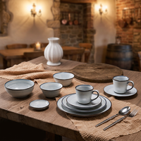 ST Wholesale Ensemble de vaisselle en céramique et porcelaine à glaçure réactive à rayures bleues, bols à céréales, pour la restauration commerciale, empilable et peu encombrant