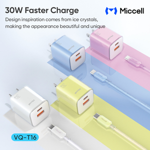 Miccell ที่ชาร์จโทรศัพท์30W Type C ที่ชาร์จเร็วอะแดปเตอร์ USB ติดผนังพร้อม<span class=keywords><strong>สาย</strong></span><span class=keywords><strong>ชาร์จ</strong></span>เร็ว Type C ถึง C แบบถัก - Product Image 4