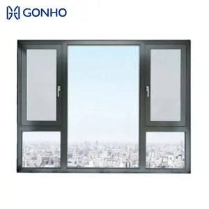 GONHO Rational Construction Aluminum French Style Double Glazing Soundproof Black Frame Window Manufacturer Casement Windows