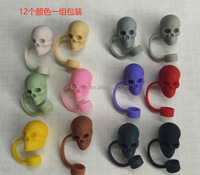 2025 populaire Halloween crâne paille Topper Goth Silicone pailles couverture capuchon pour tasses à boire gobelet Toppers décoration cadeau