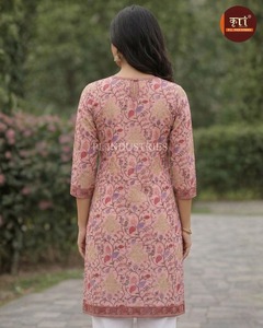 Hot Sale Women Pink Georgette <b>Kurti</b> Stylish Designer With Lightweight Fabric For Casual Party And Festive Wear Indian Supplier - Product Image 4