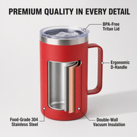 Mug isotherme en acier inoxydable personnalisé Kingze avec logo, 24 oz, gobelet de voyage personnalisé pour les cadeaux promotionnels de Noël et de fêtes
