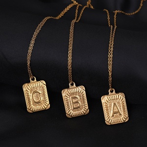 Thép không gỉ 26 thư hình chữ nhật mặt dây chuyền titan thép hip-hop phong cách tự Làm Vòng Cổ Vòng tay trang sức phụ kiện sản xuất - Product Image 4