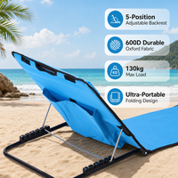 Chaise de plage Oxford portable et pliable pour l'extérieur, avec dossier réglable, antidérapante, résistante à l'humidité, design métallique moderne