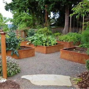 Maceta Redonda Moderna de Acero Corten, Ecológica, para Jardín Interior/Exterior, para Uso Doméstico - Product Image 1