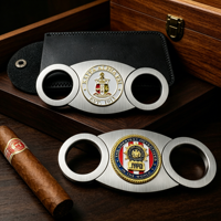 Cortador de Cigarros Delgado de Acero Inoxidable, Cortador de Cigarros con Logotipo Personalizado, Juego de Encendedor y Punzón, Juego de Cortador de Cigarros Delgado de Acero Inoxidable
