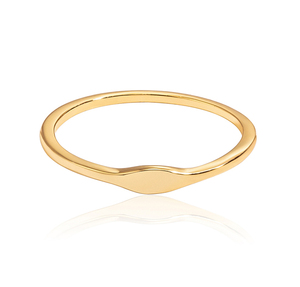 Gemnel Logo gravable Bague chevalière ovale plaquée or pour femme - Product Image 1