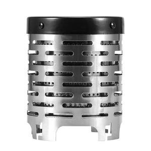 Mini chauffe-vent portable en acier inoxydable noir et argent pour accessoires de tente, utilisation en extérieur - Product Image 2