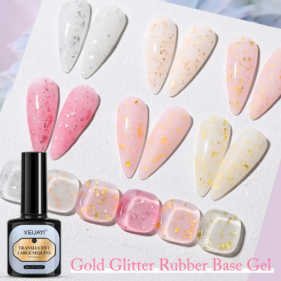 7ml esmalte de gel rosa folhas de ouro efeito glitter lantejoulas cor verniz semipermanente para nail art manicure gel UV