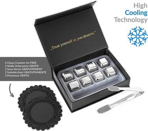 Juego de 6 cubitos de hielo reutilizables con logotipo personalizado, para enfriar whisky, vino, piedras, cubitos de hielo de acero inoxidable - Product Image 3