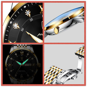 Montre décontractée pour homme POEDAGAR 836 en acier inoxydable de qualité supérieure, montre-bracelet sport de luxe lumineuse avec date et jour - Product Image 5