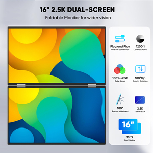 Moniteur portable 16 pouces 2,5K avec logo de marque personnalisé, boîtier en alliage d'aluminium, triple pliage, <span class=keywords><strong>double</strong></span> écran, pour ordinateur portable - Product Image 2