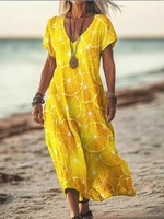 Robe longue chic d'été pour femme, grande taille, imprimé tie-dye, col en V, pour la plage, à porter par-dessus un maillot de bain