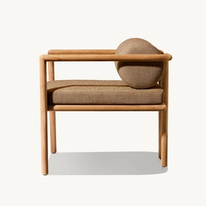 Venta directa de fábrica de <span class=keywords><strong>PALMA</strong></span>, sillón de comedor de teca artesanal excepcional para exteriores nuevo nórdico moderno con cojín grueso impermeable - Product Image 3