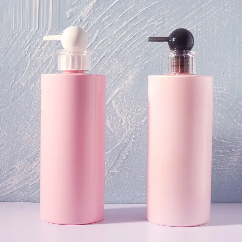 empty pink 500ml shampoo lotion pump bottle and hand sanitizer bottle