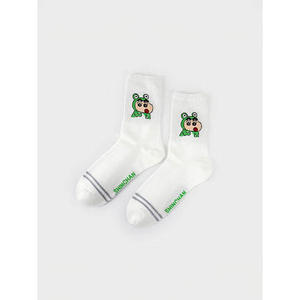 Crayon Goo, calcetines de nailon con estampado bordado de lujo para mujer, calcetines de cuello Golgi hasta el tobillo, calcetines de punto para todas las estaciones, talla única para niña - Product Image 1