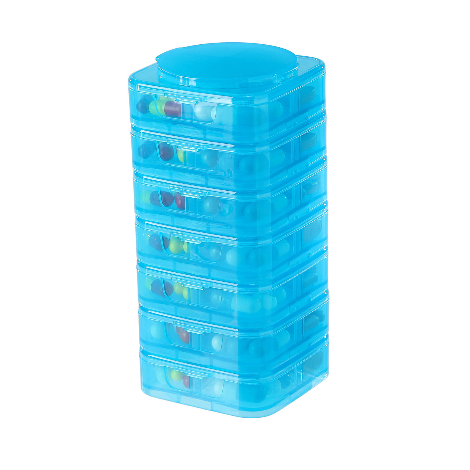 Piecing-together pillbox [Sky Blue 7-compartment]