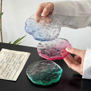 Gran oferta, posavasos <span class=keywords><strong>de</strong></span> cristal coloridos, plato <span class=keywords><strong>de</strong></span> pastelería, taza <span class=keywords><strong>de</strong></span> té, copas <span class=keywords><strong>de</strong></span> vino, bandeja, posavasos <span class=keywords><strong>de</strong></span> vidrio con aislamiento grueso - Product Image 4