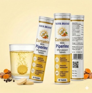 Comprimés effervescents de curcumine OEM 250 mg - Piperine - Soutien anti-inflammatoire et antioxydant au goût de curcuma - 20 comprimés - Product Image 3