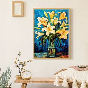 Pintura Artística al Óleo de Lirio Amarillo, Kit de Pintura de Diamantes 5D con Cristales para Decoración de Pared de Sala de Estar, Diseño Floral - Product Image 1