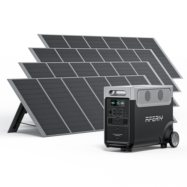 Aferiy Camping Portable Power Station Lifepo4 3600w Portable Solar Generator with 4pcs Solar Panels Portable Power Station