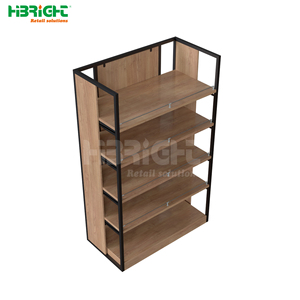 Highbright tùy chỉnh khung thép cửa hàng tạp hóa hiển thị giá bằng gỗ phẳng trở lại Bảng điều chỉnh Kệ siêu thị - Product Image 2