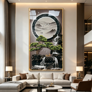 Panel acrílico decorativo de pared con retroiluminación, marco dorado, decoración para el hogar, pintura tradicional de porcelana de cristal con LED. - Product Image 4