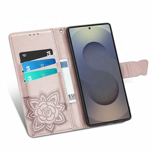 Custodia a Portafoglio per <span class=keywords><strong>Samsung</strong></span> S26 Ultra S25 con Porta Carte di Credito, in Pelle PU Goffrata con Motivo Farfalla e Fiore - Product Image 4