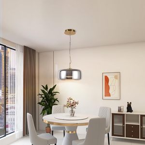 Lampe pendante moderne en verre à LED Télécommande réglable au plafond Éclairage moyen à gradation continue de la température de couleur - Product Image 1