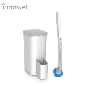 Innowell-limpieza de baño de silicona, con 8 recambios de esponja desinfectante, juego de portaescobillas desechables