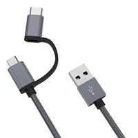 Cable usb trenzado de nailon personalizable, para Samsung, teléfono Android, con enchufe 2 en 1 Tipo c y micro B