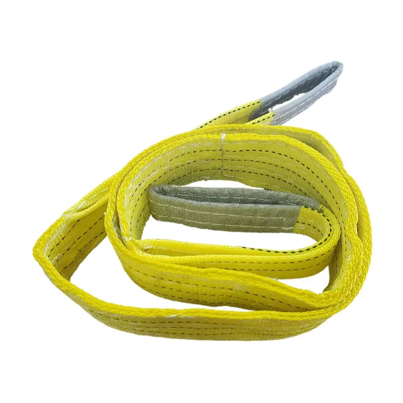 New arrivals OEM yellow color high tenacity polyester safety load 3T double eye Sling Belts with endless webbing for lifting