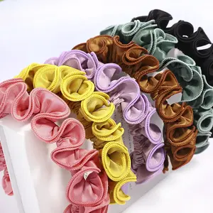 Thời trang phụ nữ đầu mặc rắn màu vải hairbands gấp hairbands cho cô gái hoa Headband hairbands cưới cô dâu