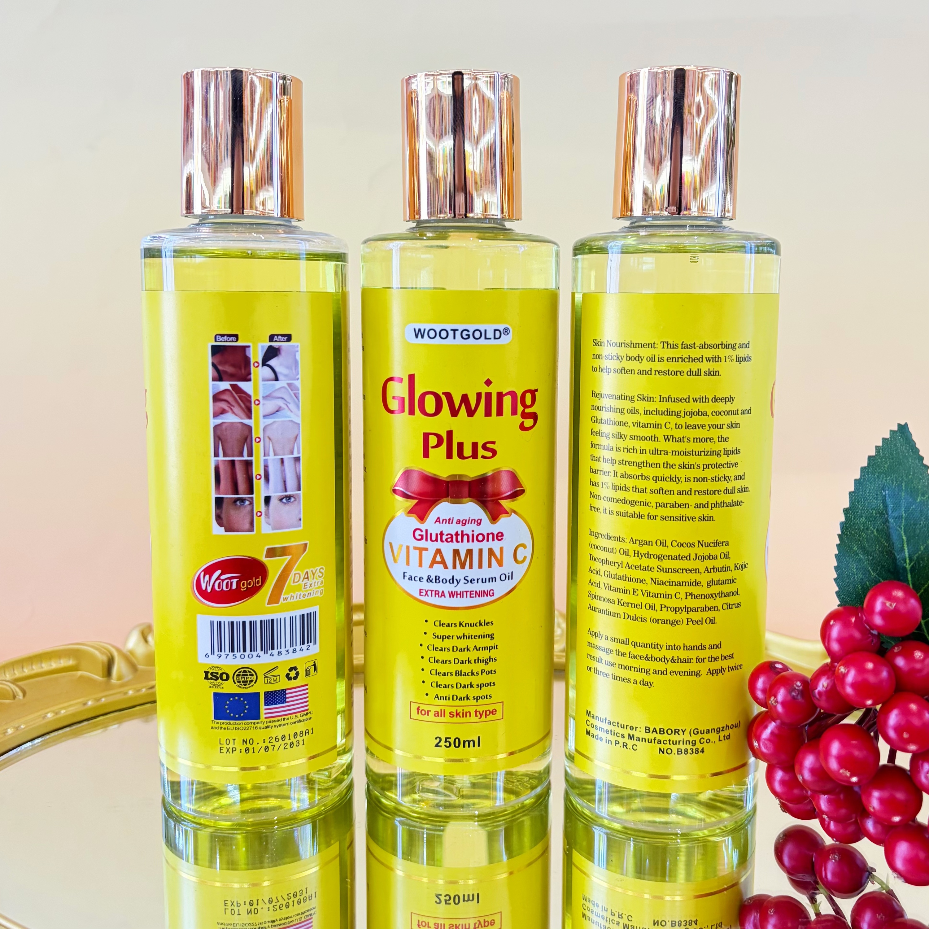 huile glutathione Vitamin C Face & Body Serum Oil Brightening Essential Oil Repair Dull Skin Black Spot Correction Massage Oil woocommerce-import Select a pack:2 MONTH PACK Apex Energetics Glutathione Re
