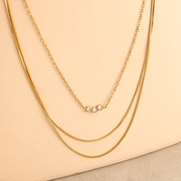 Ensemble de colliers superposés en acier inoxydable plaqué or 18 carats, chaîne serpent délicate, pendentif en zircon, collier superposé pour femme, cadeau