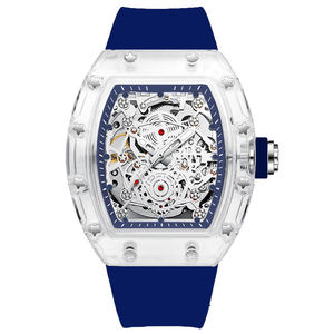 Montre mécanique automatique transparente en forme de tonneau de vin, étanche, creuse, pour homme, montre intelligente tendance - Product Image 2