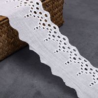 Renda Rajut Poliester 100% Berkualitas Tinggi Ramah Lingkungan Putih Motif Bunga Bordir 10cm untuk Gaun dan Tekstil Rumah