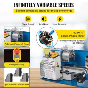 مخرطة صغيرة الدقة W 7 "x 14" مصغرة للعمل في المعادن - Product Image 3