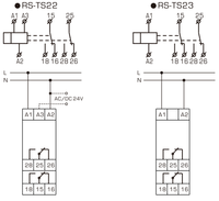 Module de relais temporisé étoile-triangle RELETEK Auto RS-TS23 AC/DC24-240V 16A, bornier à vis étanche, indication LED, miniature, haute puissance