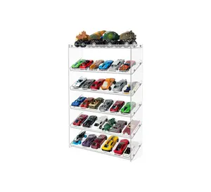 6-laags Heldere Acryl Hot Wheels En Luciferdoosje Autovitrine Stevig Geassembleerde Opbergdoos Met 48 Hete Wielen Luciferdoosje C