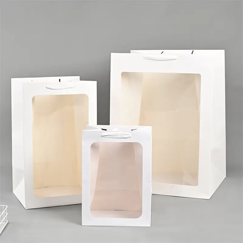 Wholesale Creative Design Clear Flower Bouquet Paper Bag with Window