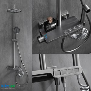 Watersino Laiton Baignoire Mitigeur Gris Piano Douche <span class=keywords><strong>Knoppers</strong></span> Douche Pommeau De Douche Mélangeur Ensemble Mélangeur Chaud Froid - Product Image 3