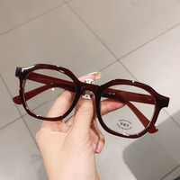 Monture optique carrée orange-brun tendance, petite, avec logo personnalisé, verres plats, lunettes pour hommes et femmes, anti-lumière bleue