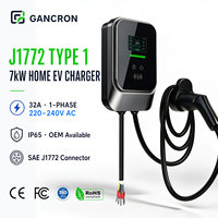 Chargeur EV GANCRON 7kW Type 1 J1772 220V 240V AC, Boîtier de Recharge Électrique Étanche, Pistolet de Recharge Type 1, Prise 3 Broches, CE, Fabricant OEM pour Véhicules